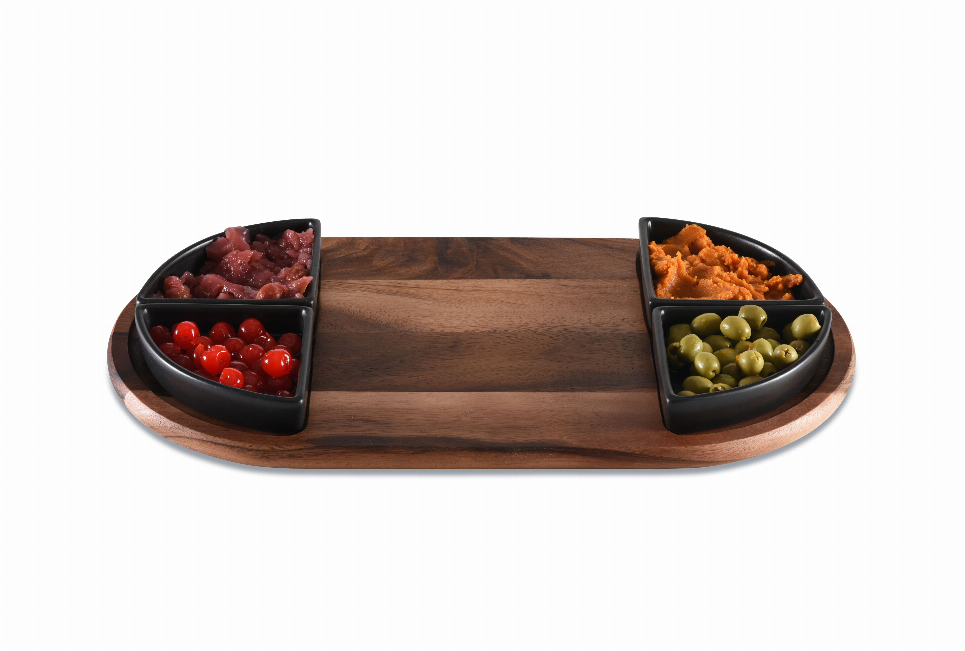 Charcuterie Serving Tray with Ceramic Bowls