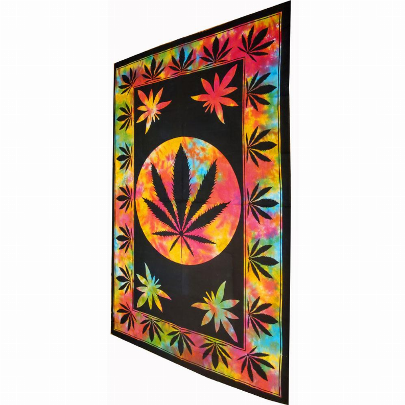 Marijuana Leaf Framed Art Twin Size Tapestry