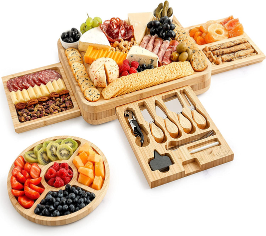 Bamboo Cheese Board Deluxe Set