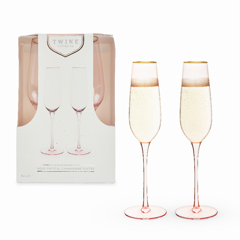 Rose Crystal Champagne Flute Set By Twine