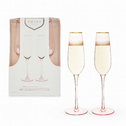 Rose Crystal Champagne Flute Set By Twine