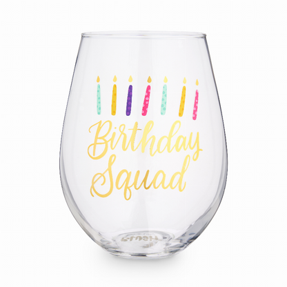 Birthday Squad Stemless Wine Glass By Blush