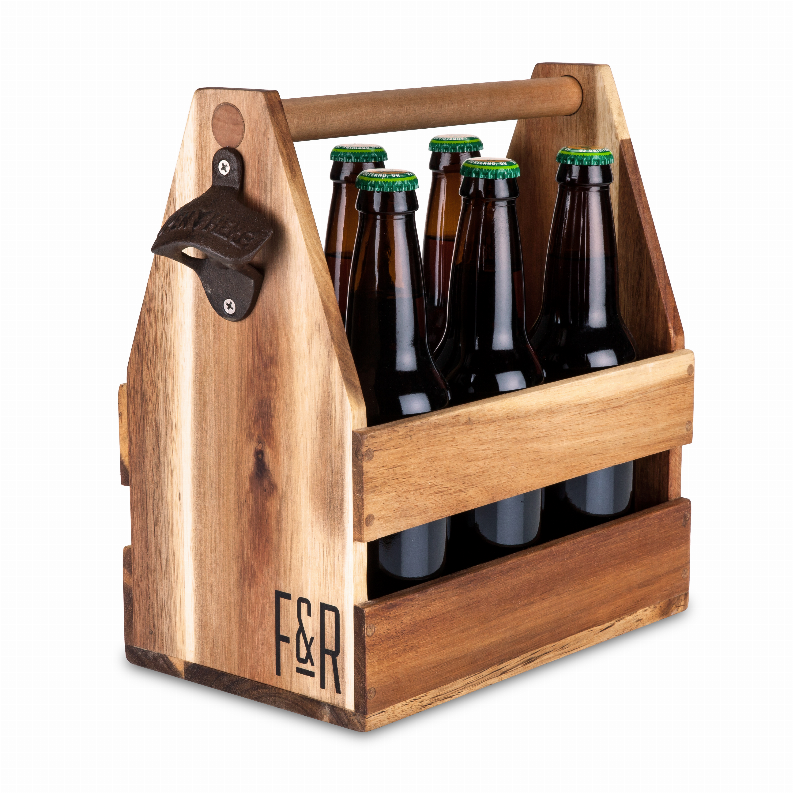 Acacia Wood Beer Caddy By Foster & Rye
