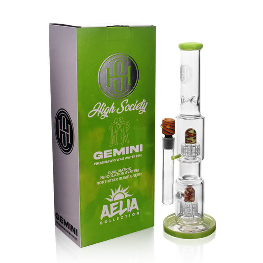 High Society | Gemini Premium Wig Wag Waterpipe (Green)